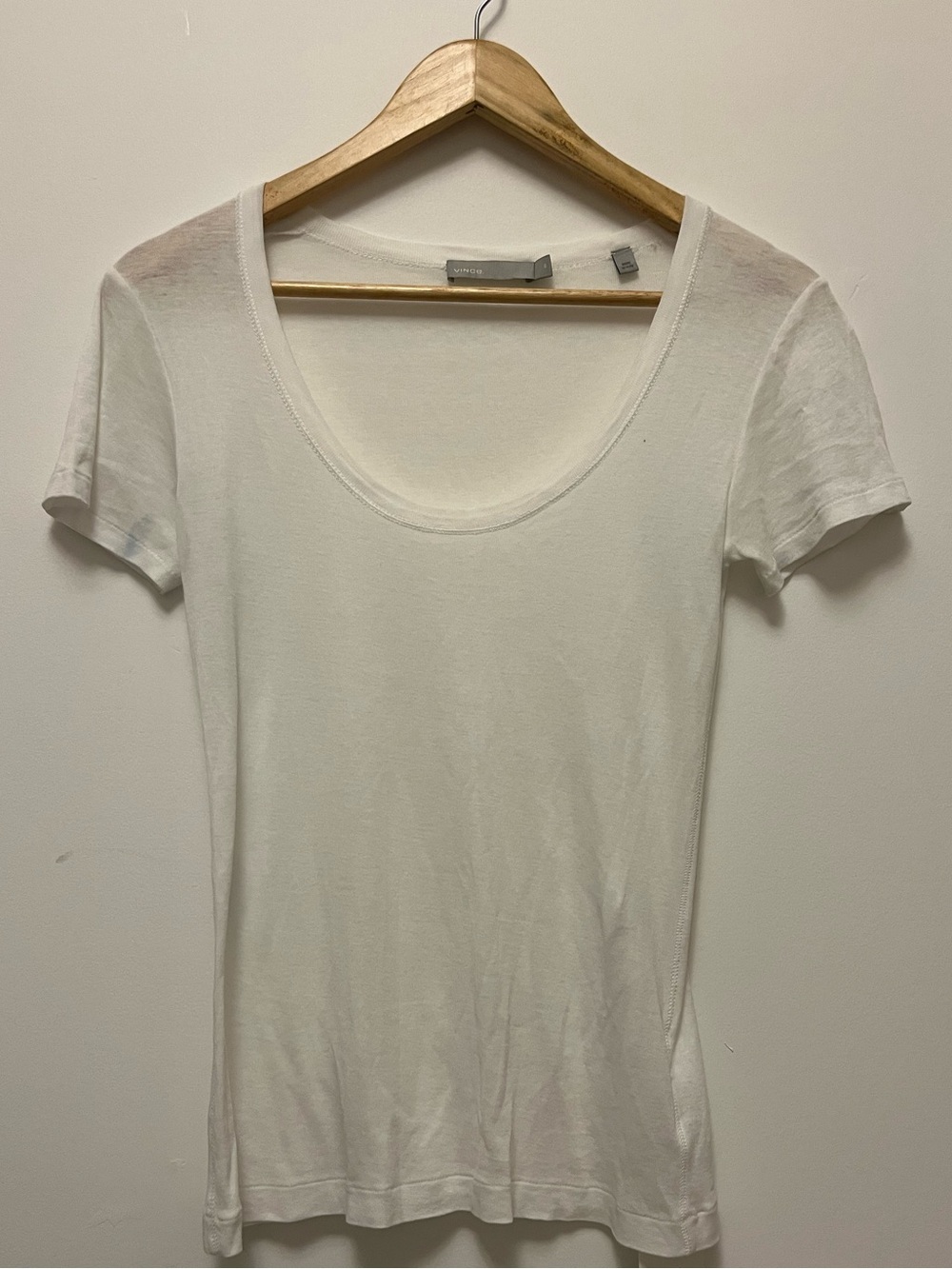 Vince White Scoop Neck Short Sleeve Tee